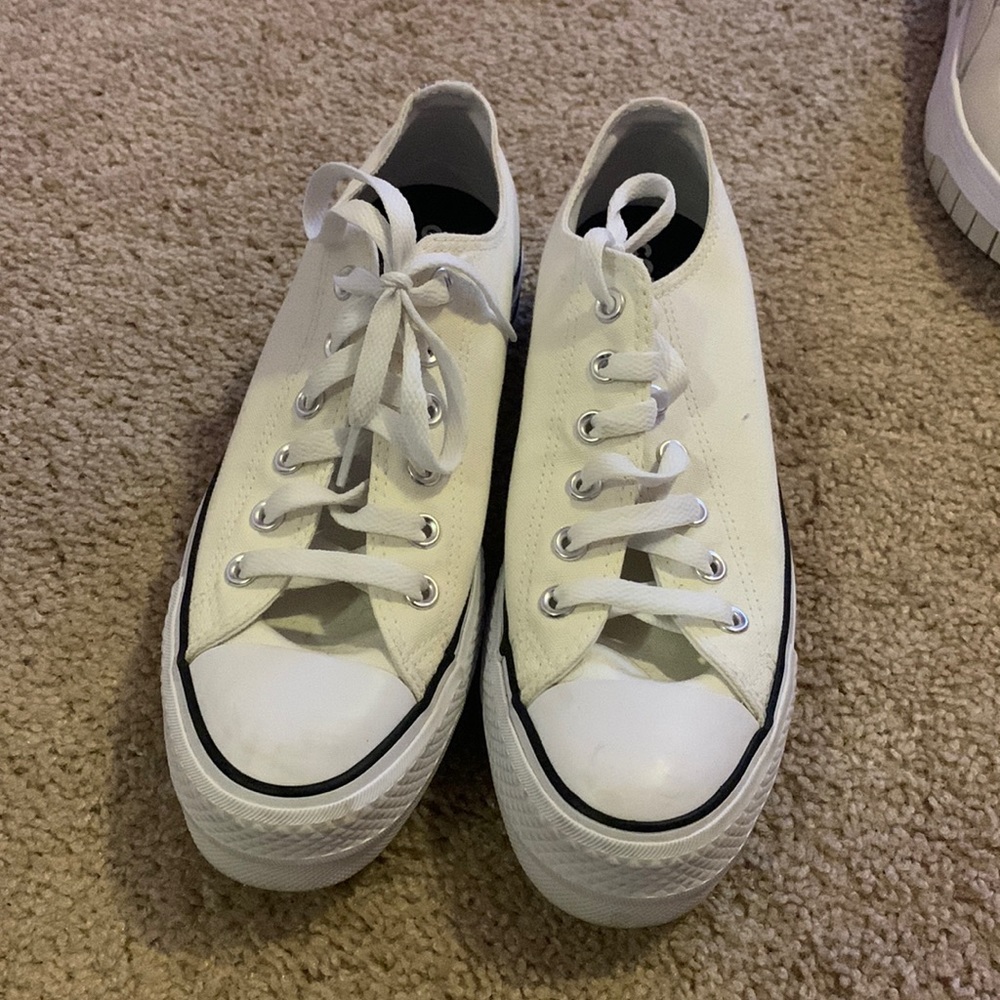 Cream/white platform converse